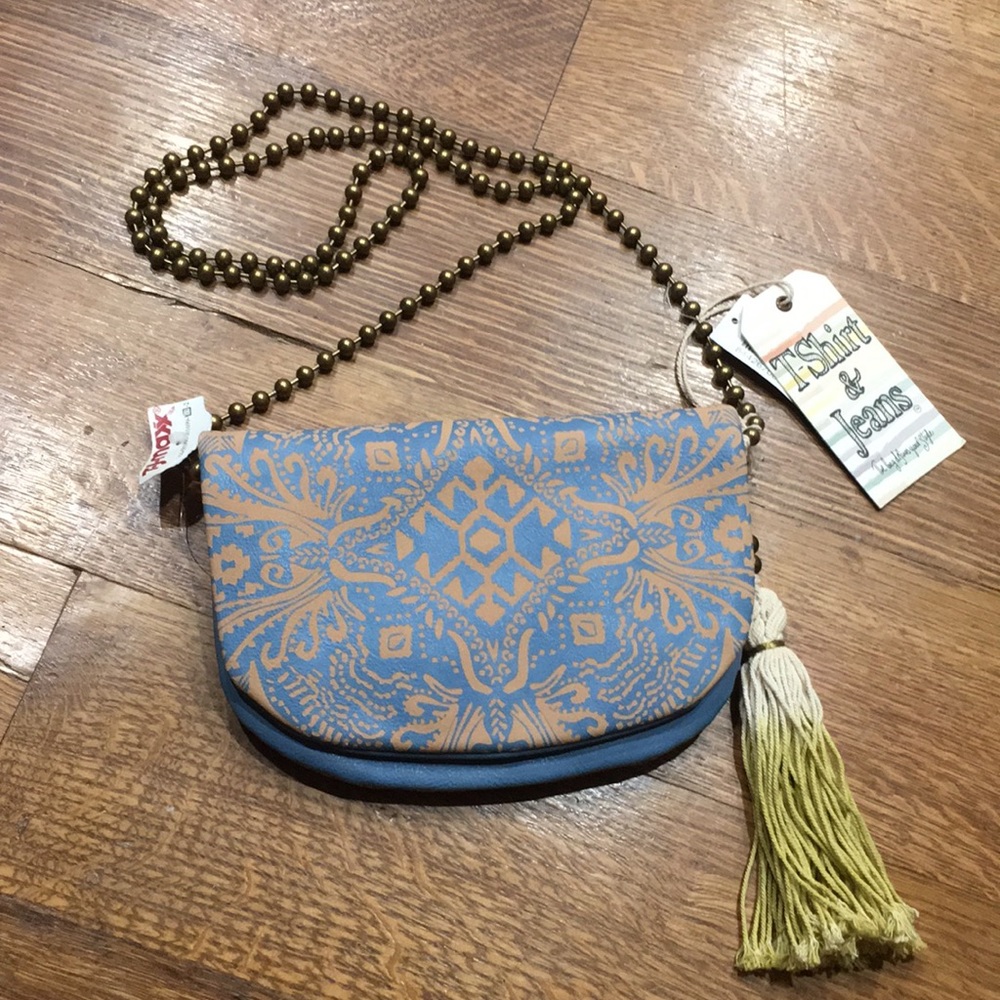 T shirt and Jeans crossbody purse